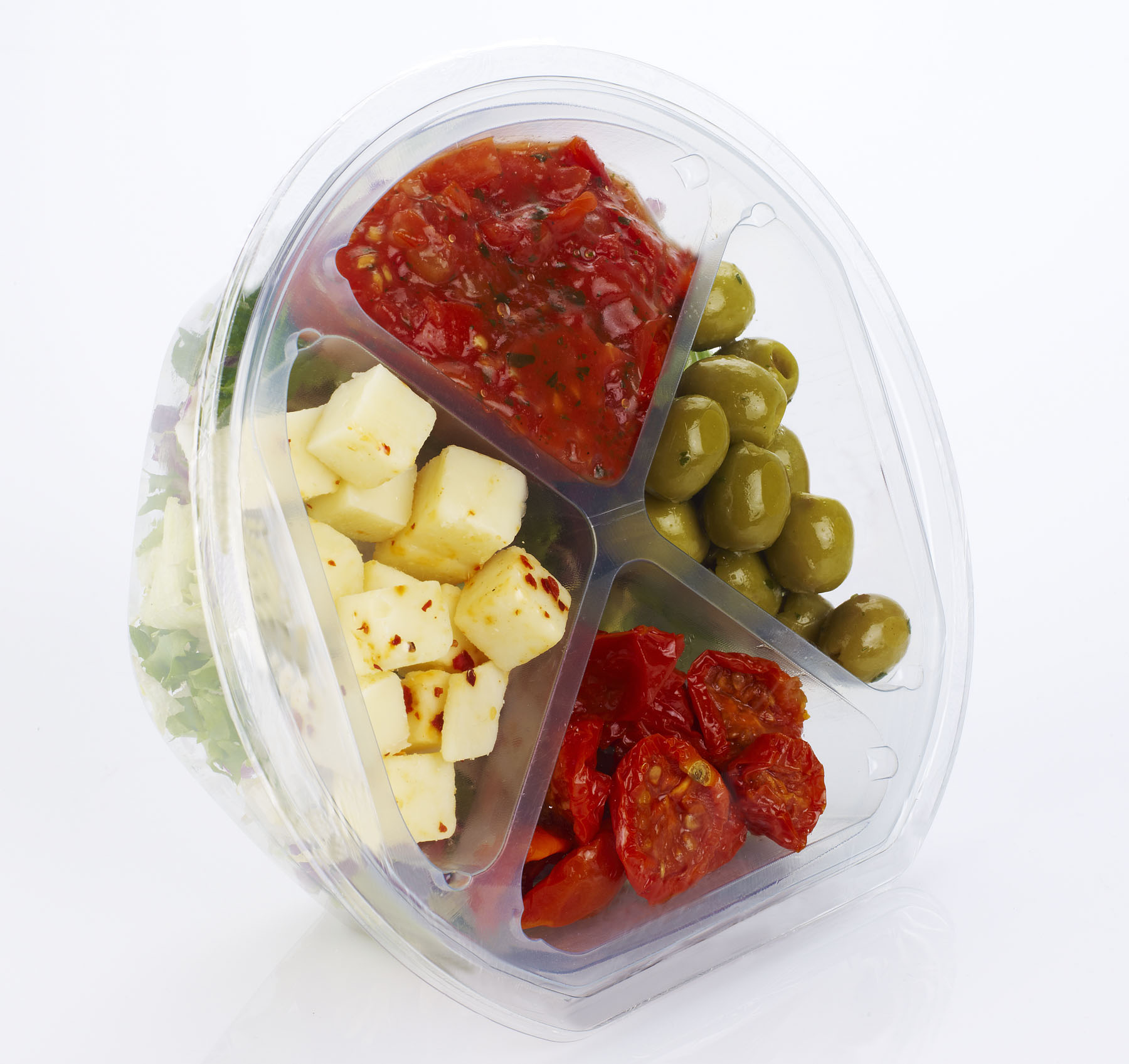 salad container with different compartments